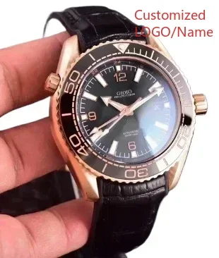 Orologio meccanico automatico da uomo sportivo GMT Rosso Blu Nero Ceramica Acciaio inossidabile Zaffiro Tela Gomma personalizzata