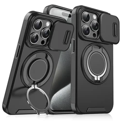 360°Rotating Hidden Metal Ring Car Holder Soft TPU+Hard PC Bumper Phone Case For IPhone 15 Pro Max 13 12 11 14 16 Pro Max Plus