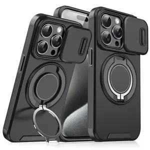 Bilashmart 360°Rotating Hidden Metal Ring Car Holder Soft TPU+Hard PC Bumper Phone Case IPhone 15 Pro Max 13 12 11 14 16 Pro Max Plus