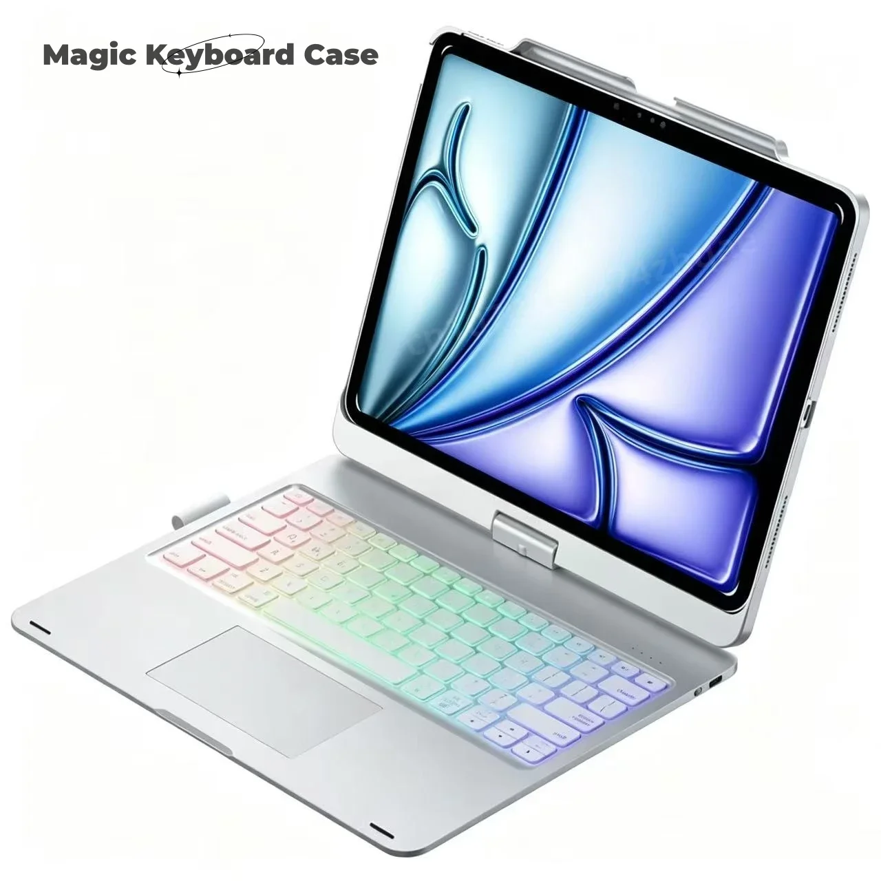 For iPad  Air 13 M2/M3/M4 Pro12.9 2020/2021/2022 Pro13 M4 M5 360 Rotate Magic Keyboard Case Spanish Russian Keyboard Cover