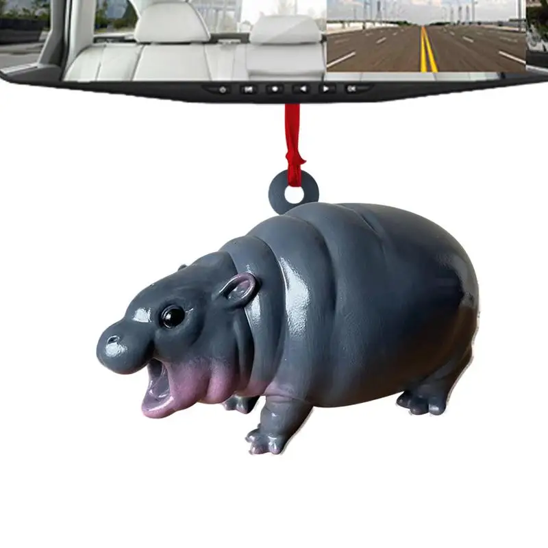 Hippo Dwarf Furnishing Pendant Resin Moos Deng Thai Hippo Ornaments For Home Car Rearview Mirrors Decoration For Young Man