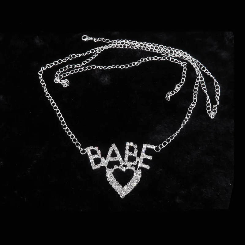 Sweet Fashon Crystal Letter Babe Waist Chain for Women Shiny Cute Club Belly Chain Jewelry Accessories