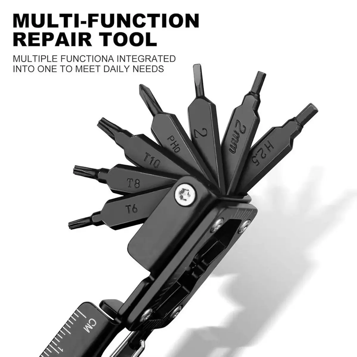 14-in-1 Keychain Screwdriver Folding Multi-Tool for Emergency Car Repair, Pocket-Sized Hex Bits Set with Key Ring & Case