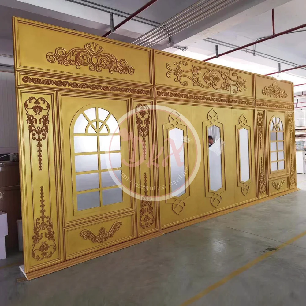 

Glorious Wedding Golden Panel Indian PVC Door Shape Wedding Backdrop