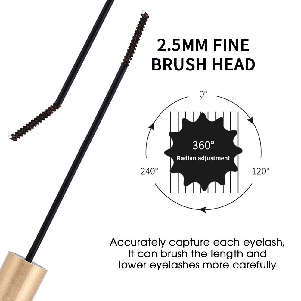 Ultra-fine Head Mascara Curling Thick Lengthening Eyelash Mascara Waterproof Non-smudge Black Brown Natural Curl Mascara Makeup