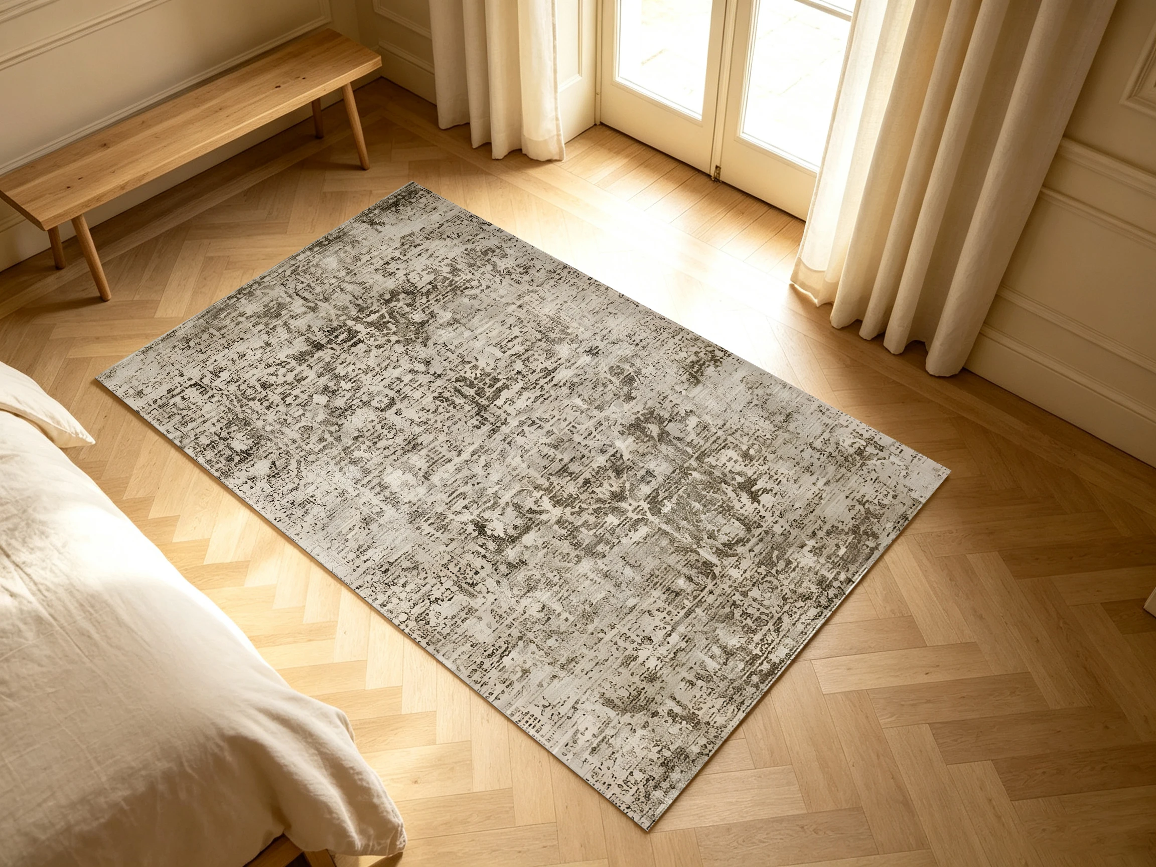 2D Large Rug, Light Brown Retro Pattern, Luxurious, Soft & Skin-Friendly, for Living Room & Bedroom, Enhances the