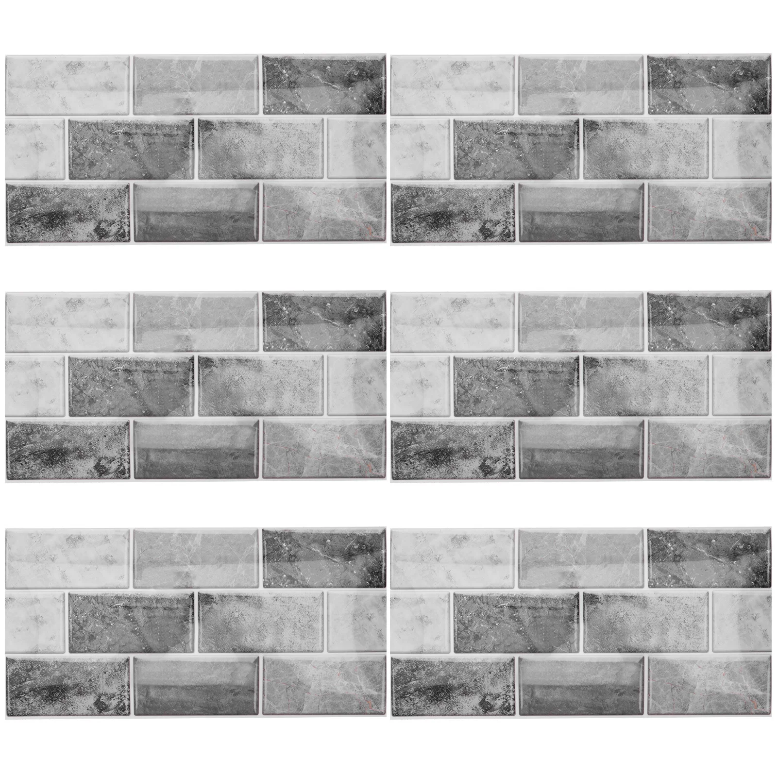 6 Sheets Self Adhesive Peel and Stick Tile Sticker Waterproof PVC Kitchen Bathroom Wall Backsplash Tiles Backsplash for Bathroom
