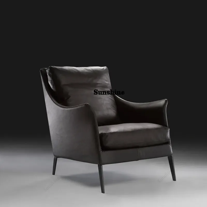 

Modern simple leather single sofa chair living room light luxury leisure sofaTJ