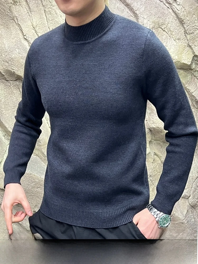 

Men's Casual Fce Lined f High Ne Knitted Sweater Warmth ential Basic All Season Polyester Nylon Acrylic Wool Blend