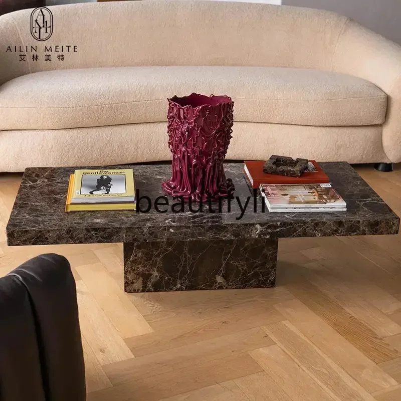 

Italian light luxury natural marble coffee table living room designer high-end villa NordicQQQ