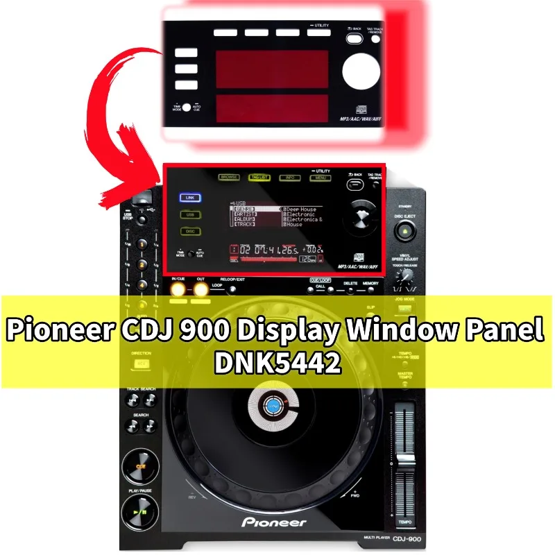 Reproductor de discos Pioneer CDJ900, pantalla LCD, placa de plástico acrílico externa, accesorios DNK5442