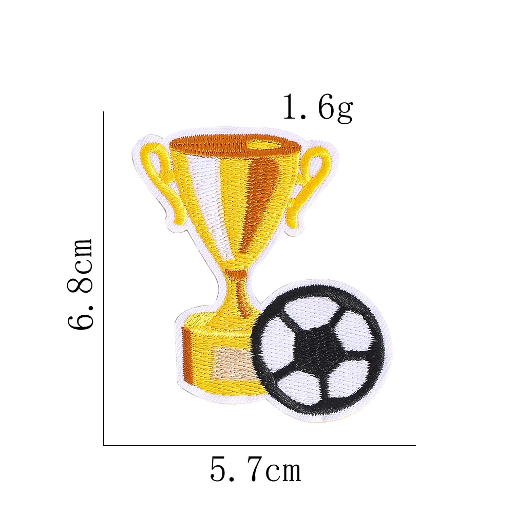 Sporttrophäe Fußball-Stickerei-Aufnäher zum Aufbügeln oder Aufnähen für Sportbekleidung, dekorative Applikationen, Kleidung, Taschen, Dekoration – Detail 6
