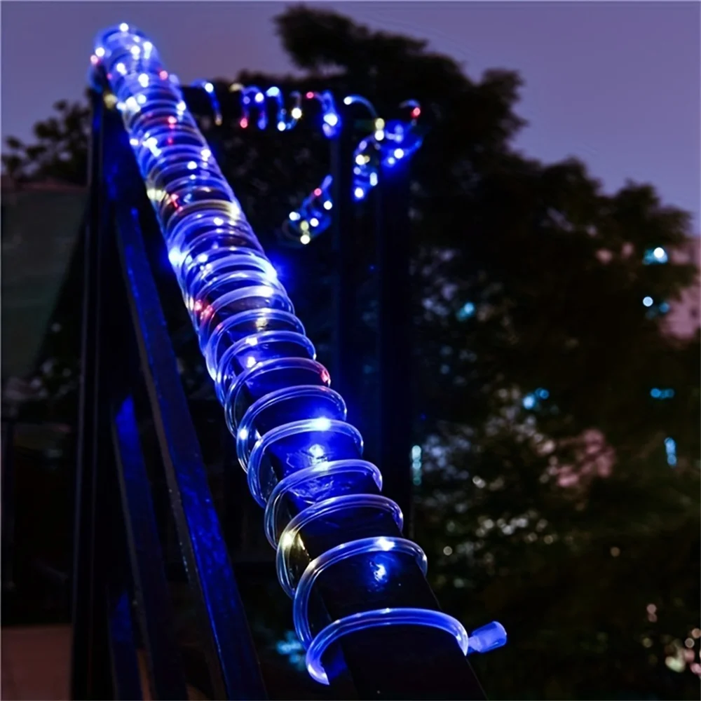 Solar String Lights Waterproof Solar Rope Lights For Christmas Halloween Decoration Garden Stair with Smart Light sensor 8 Modes