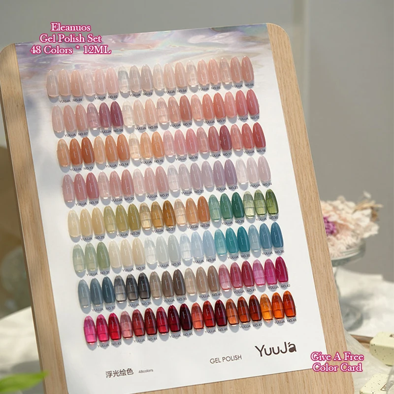 

Semi Transparent Nude Pink Gel Nail Polish Set 48 Colors Sheer Jelly Colorful Soak Off UV LED Gel for Nail Art Manicure Salon