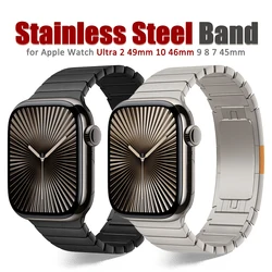 Titanium color Bracelet for Apple Watch Ultra 2 49mm 10 46mm Stainless Steel Luxury Band for IWatch 9 8 7 6 5 4 SE 45mm 44 Strap