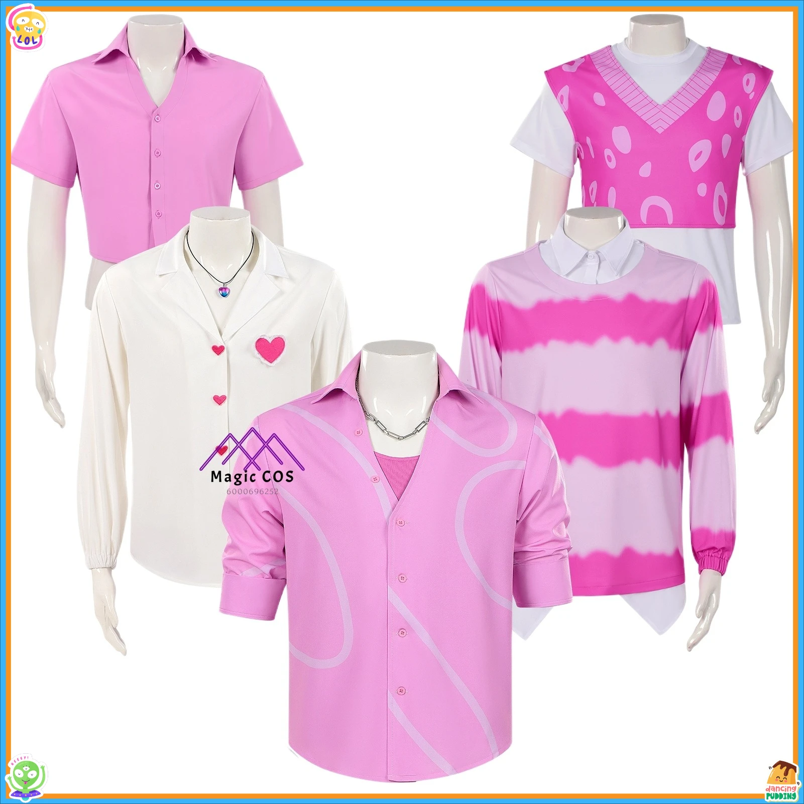 

Popular Movie/TV Character Cosplay Costume Anime Saja Boys Role Playing Outfit Pink Top Set for Men Adult Childs Comic Con Party