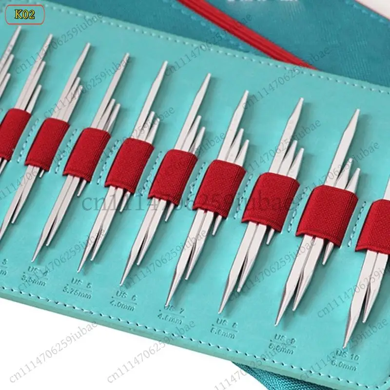BK 10 Pairs Interchangeable Circular Knitting Needles Set with Storage Bag for DIY Weaving Sewing Craft Tools