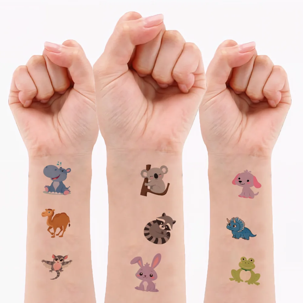 

54pcs Temporary Tattoo Waterproof Long-lasting Body Stickers Peacock Camel Chameleon For Shoulders Arms Girls