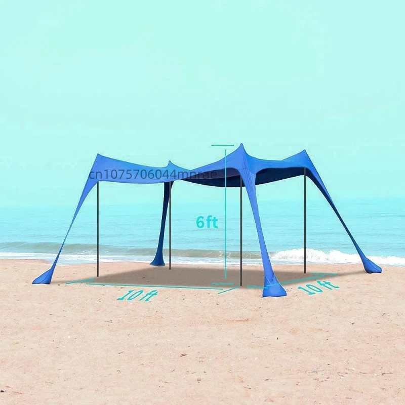 Seaside Beach Canopy, Beach Sand Digging for Shade and Sun Protection, Outdoor Park Beach Fishing Camping Canopy