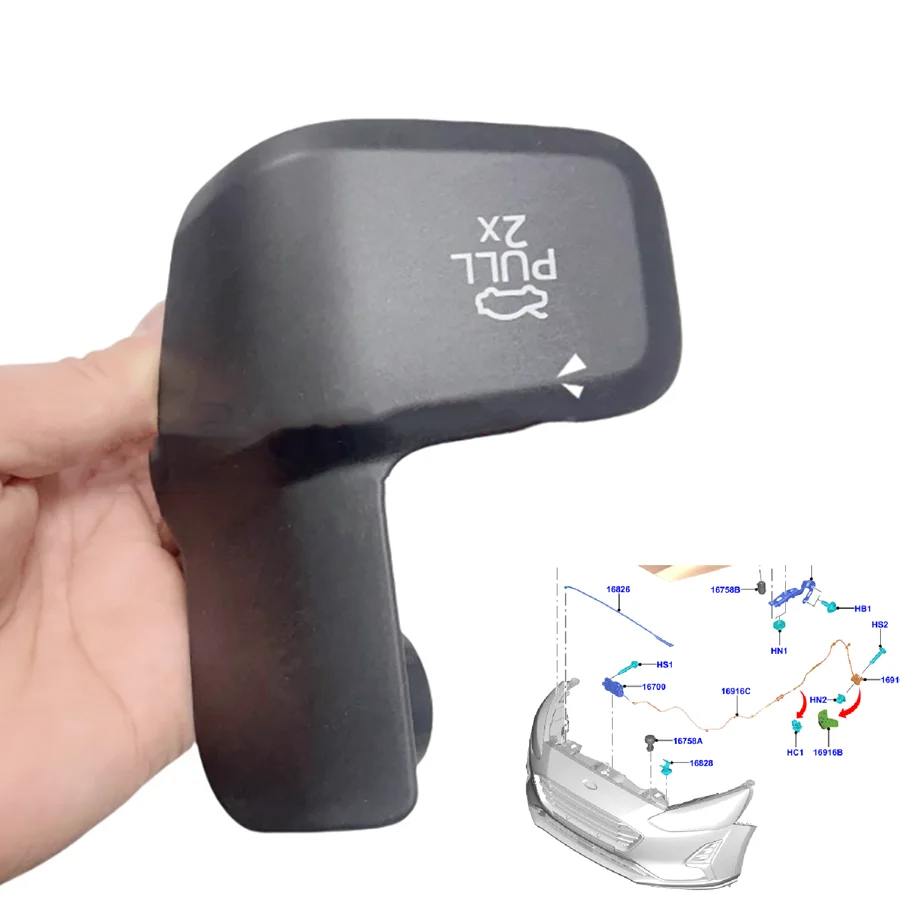 1Pc Hood Release Handle Knob Hood Latch Pull Handle Lever  For Ford Focus 2019-2022 OEM JX7B16C856AD3JA6