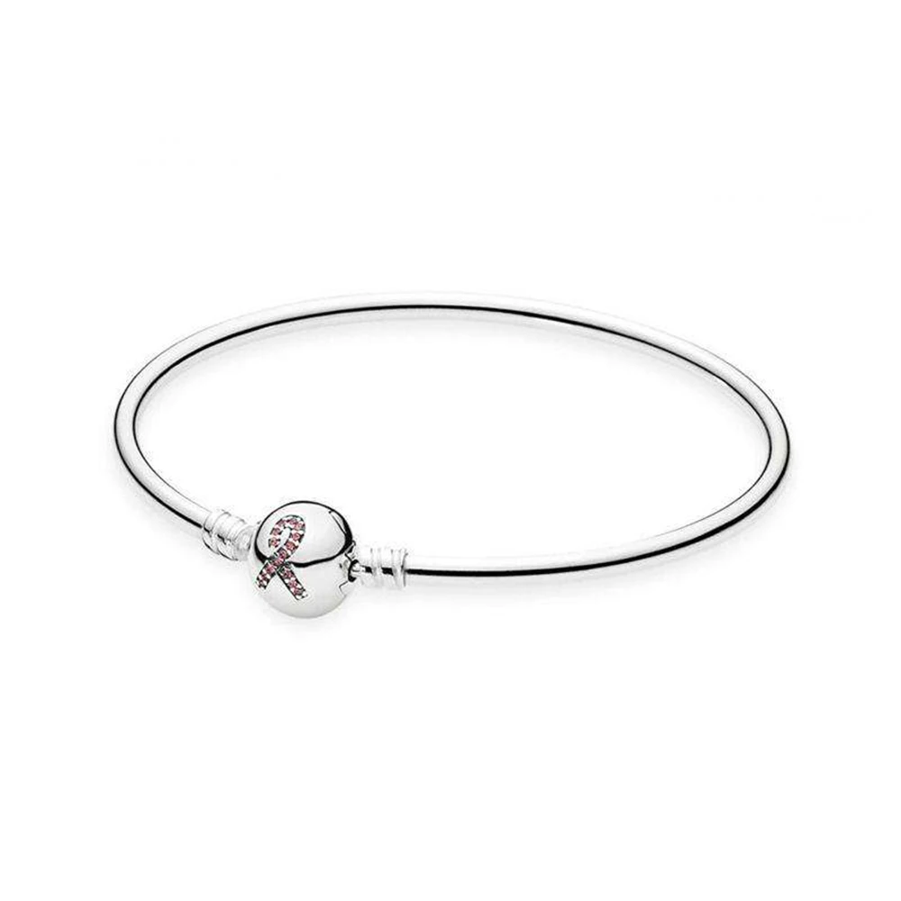 

Authentic 925 Sterling Silver Moments Ribbon of Love Clasp Fashion Bangle Fit Women Bead Charm Gift DIY Jewelry