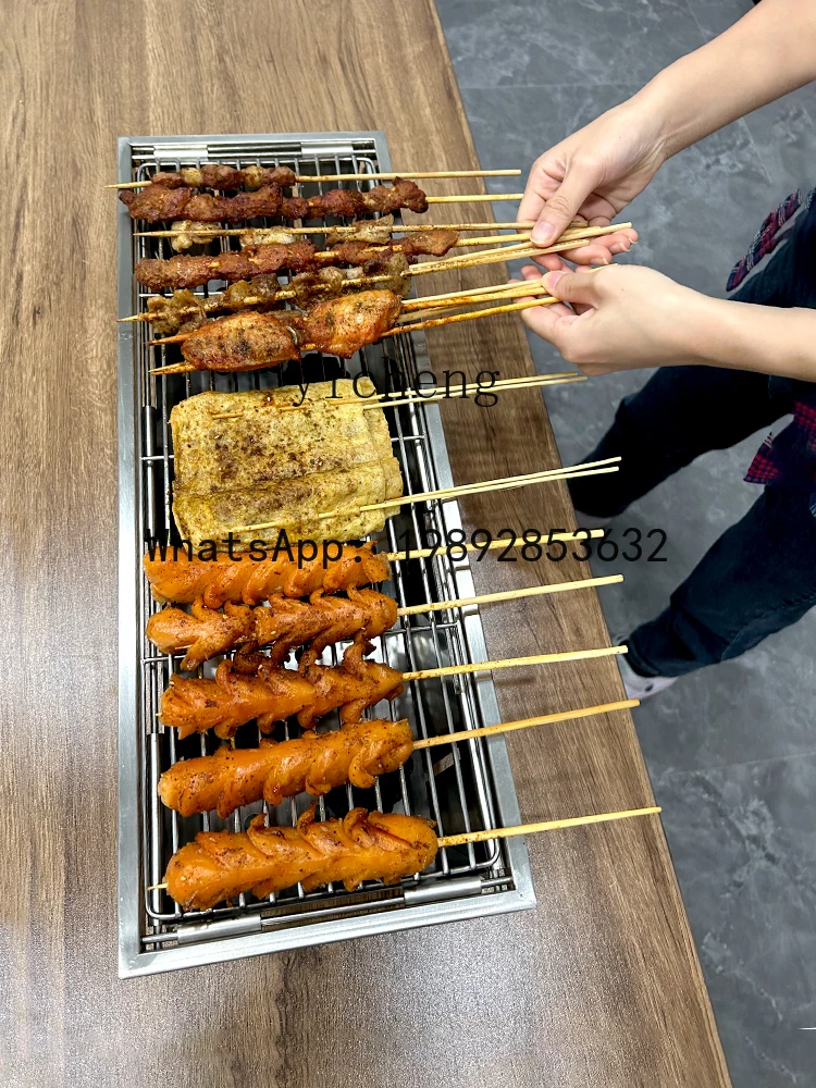 KX  Oven Barbecue Household Charcoal Oven Outdoor Portable Card Type Folding Stainless Steel Barbecue Grill