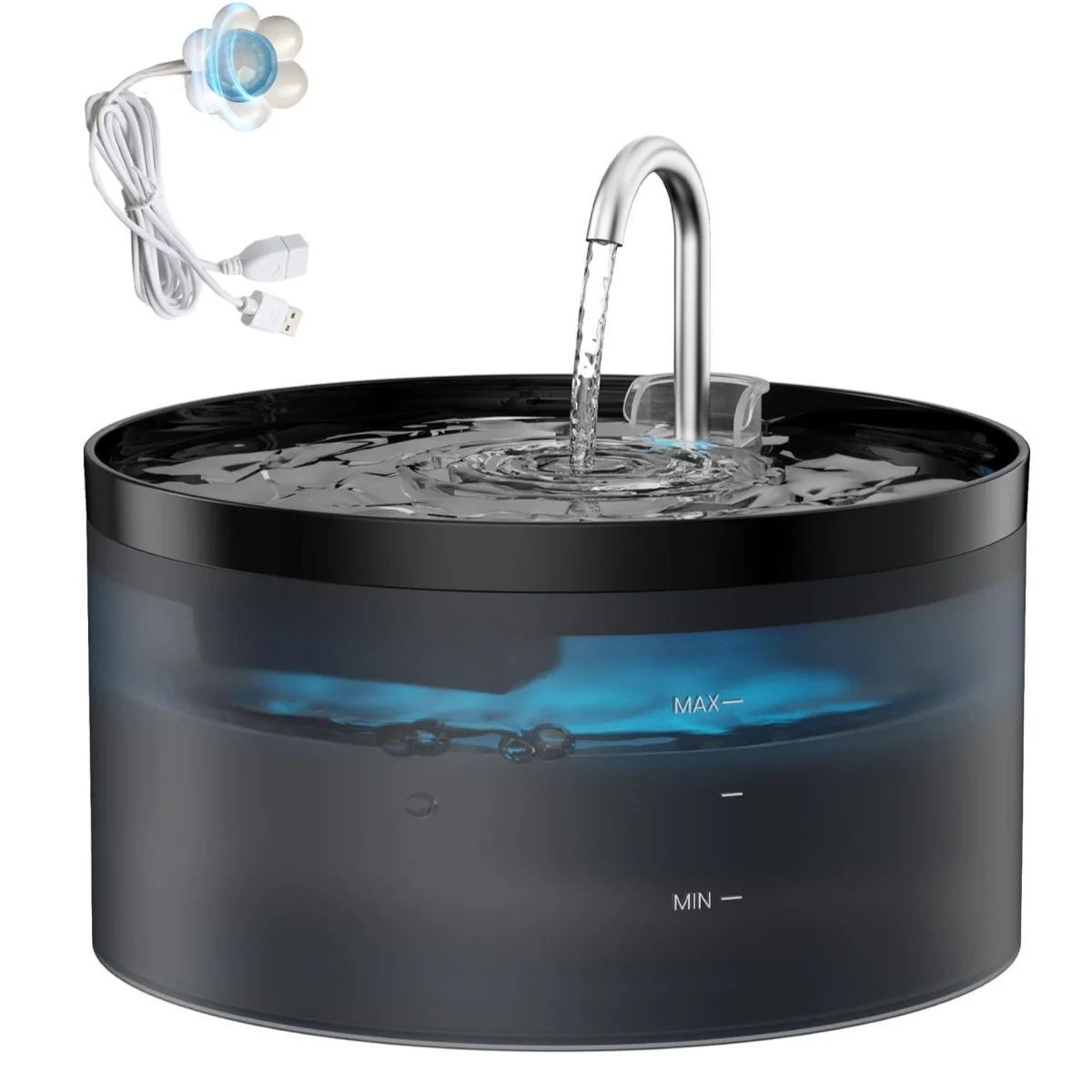 2.1L Automatic Pet Water Fountain Indoor Ultra-Quiet Pump Faucet Cat Fountains Suitable With USB Sensor Electric for Cats Dogs