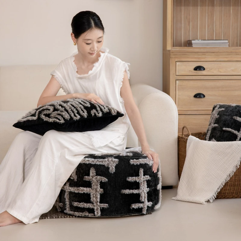 30X65/45X45CM Black Retro Throw Pillow Cover Long Strip Stamping Waist Cushion Cover Decor Home Decorative Pillowcase 2026