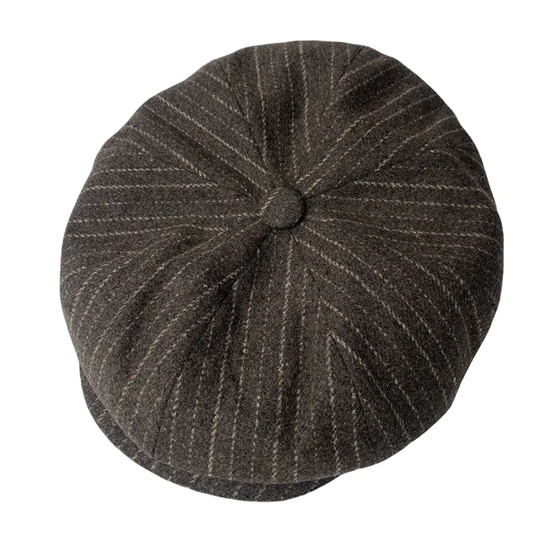 

Newsboy Caps Vintage Octagonal Cap Stripe Flat Cap Black Gray Mens Women Hats Berets Woolen Hats Casual Newsboy Cap BTM07