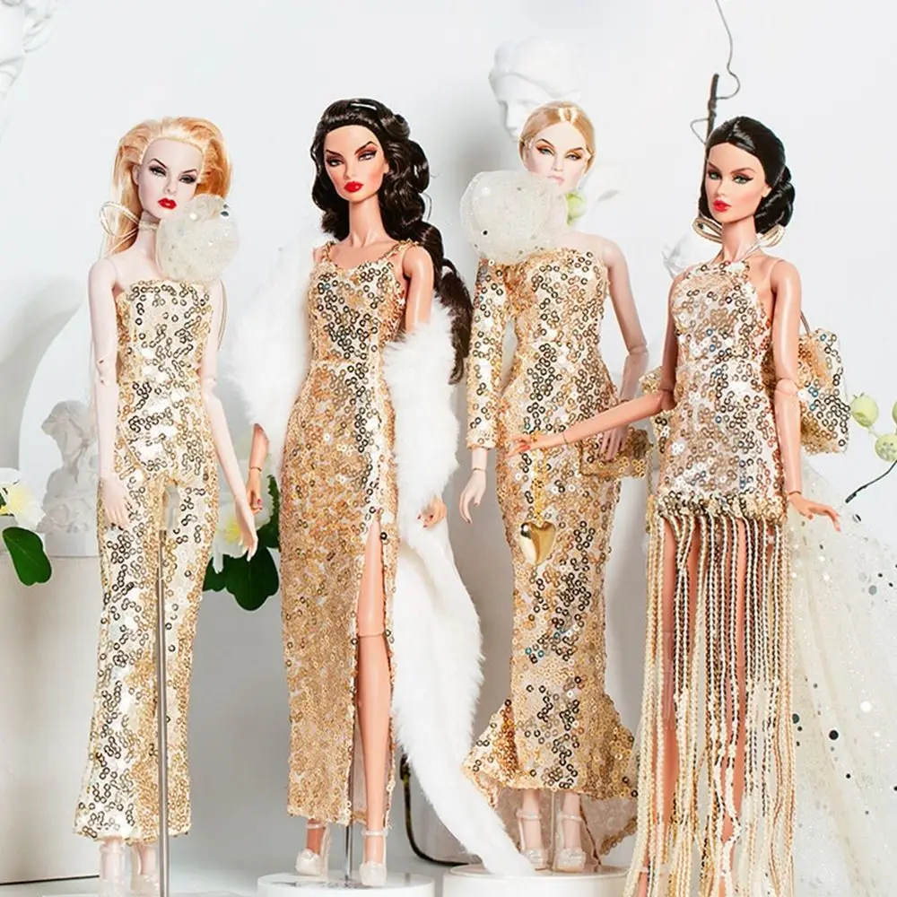 Neue Europäische Spitze Goldene Kleid Set Mode DIY Brautkleider 6 Stile Kleidung Zubehör für 30 cm BJD