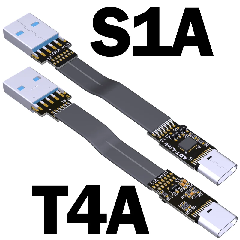 Ngắn Đen FFC USB C FPV Bằng Phẳng Mỏng Viền Mỏng FPC Cáp USB Loại C 90 Độ Để Tiêu Chuẩn USB Một Cho Đồng Bộ Và Sạc