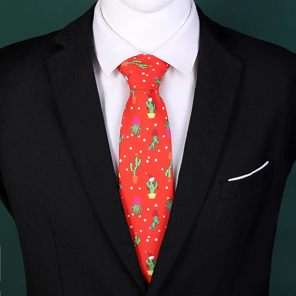 

Polyester printed tie, Christmas flower shaped tie, holiday formal clothing accessories, men's tie