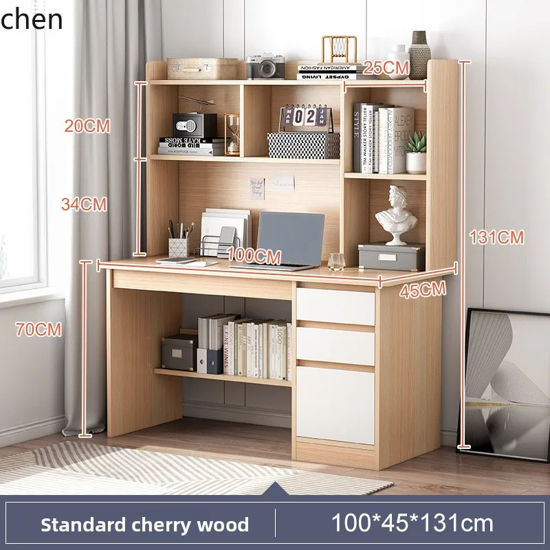 PYH Desk Simple Computer Desktop Student Study Home Writing Bookcase Combination Integrated Simple Bedroom Desk