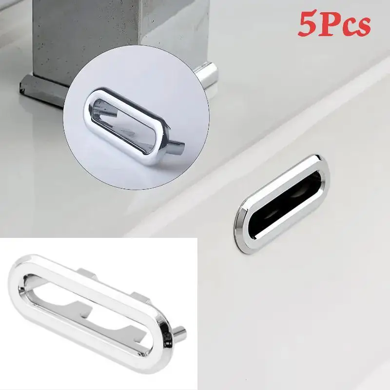 5Pcs Sink Overflow Hole Cover Basin Side Overflow Decor Cap Anti Clogging Replacement For Kitchen Bathroom Wash Basin Accessory
