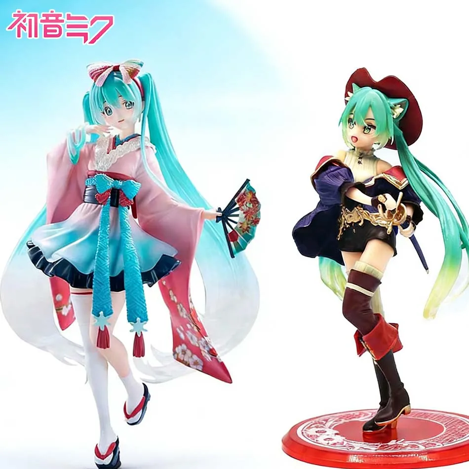 New Hatsune Miku Desktop Action Figure 20cm Neko Ears T-Shirt Ver. Anime Figurine Kawaii Girl Model Toy - Adorable Decor wi di