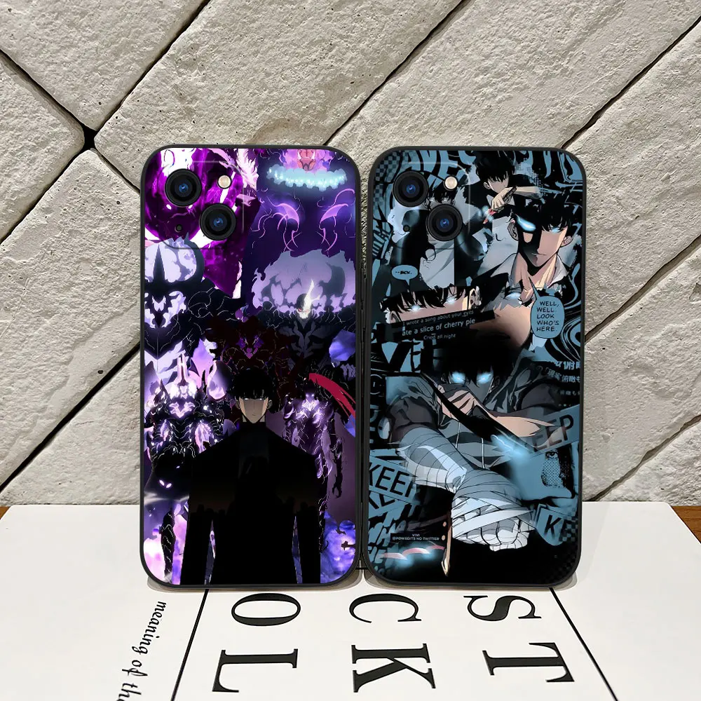 Anime S-Solo L-Leveling Phone Case For iPhone 15 14 13 12 11 Pro Max Mini X XR XSMAX SE 8 7 6S Plus Soft Liquid Silicone Cover