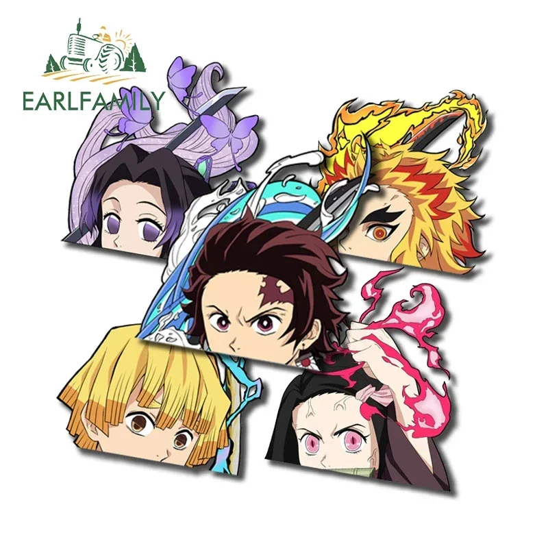 EARLFAMILY Popular Anime Cute Peekers Car Stickers Vinyl Personality Camper Decals Scratch-Proof Laptop Windows Decor Car Goods