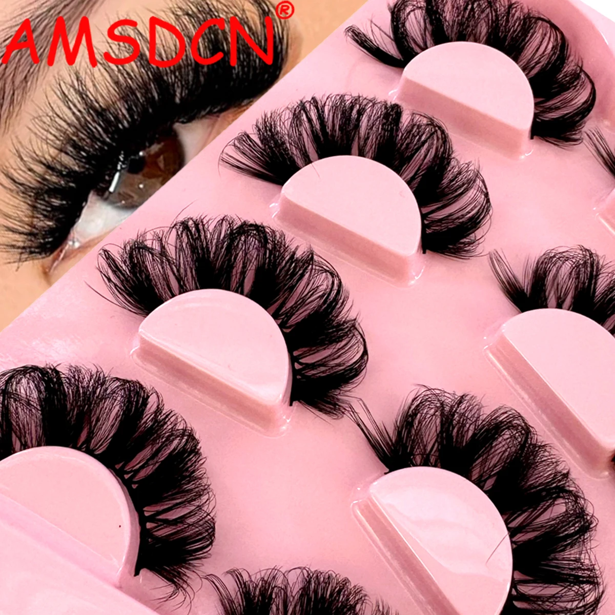 AMSDCN 4 pairs of natural mink eyelashes 25mm handmade eyelash extension natural 3D false eyelash makeup mink eyelash extension