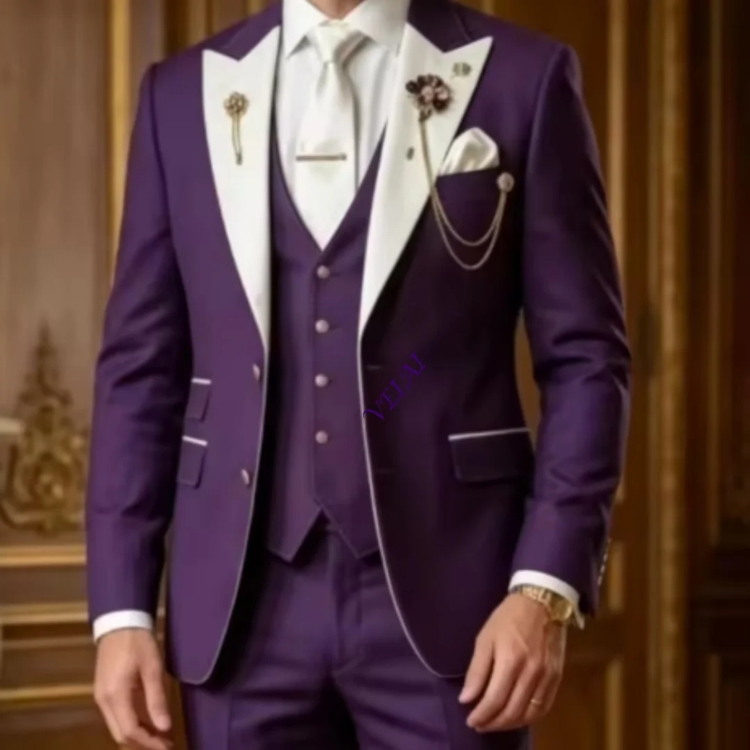 CustomizedLuxury Suits For Mens Sky Blue Wedding Groomsmen 3-Piece Suit Wedding Fashion