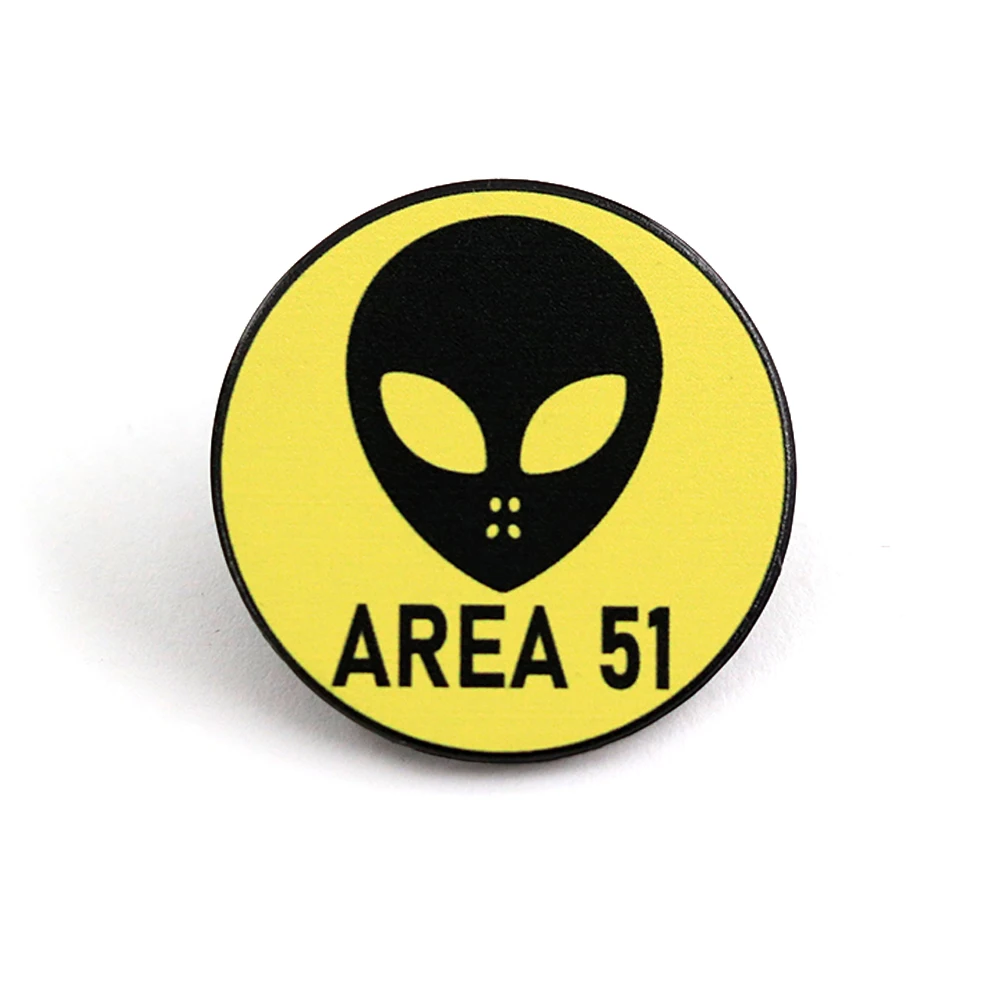 Area 51 Alien Emaille-Brosche Alien Area 51 Space Storm Abzeichen Lustige UFO-Anstecknadel Kleidung Taschen Accessoires Sci-Fi Geschenk – Detail 7