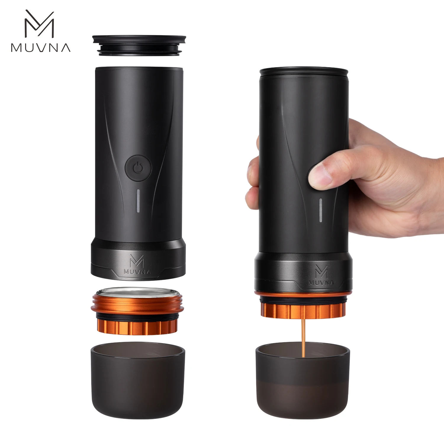 

Портативная кофеварка MUVNA Espresso Creed 9Bar для кемпинга, путешествий, с функцией самонагрева, портативный инструмент для домашнего бариста