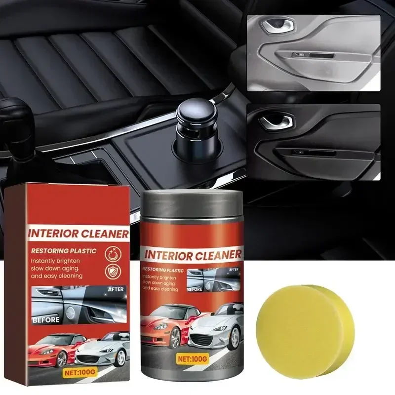 Dashboard Restorer Interior Polishing Cleaner With Sponge Stain Remover Cream For all Cars Trucks Auto Maintenance Accessories