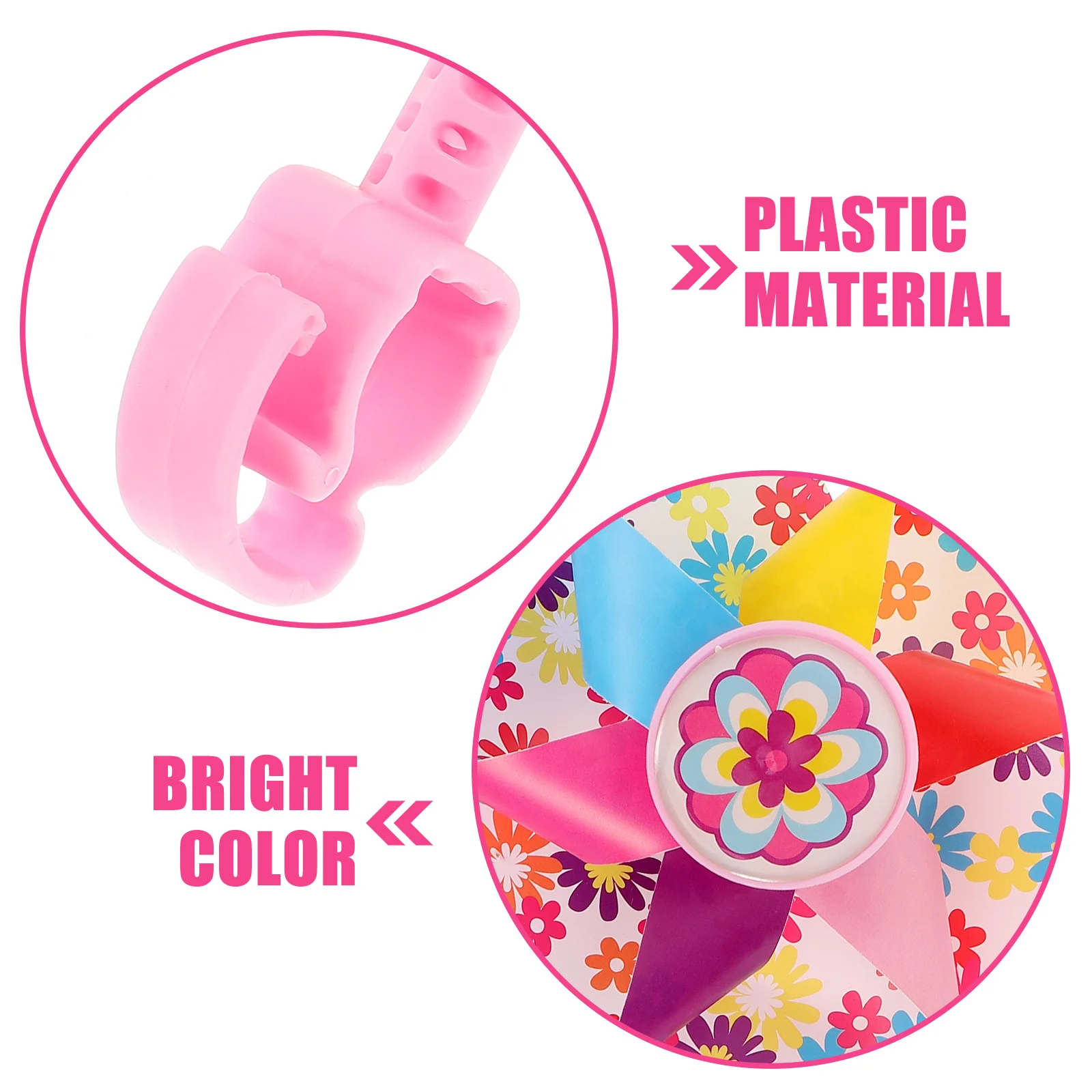 1pcs Windmill Bike Pinwheel For Kids Pink Long Pole 22.2Mm Handlebar Decoration, Scooter Accessory, Flower Windmill Ride Gear