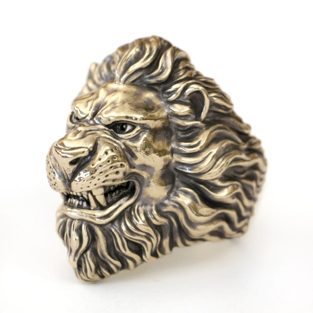 Huge Brass Angry Lion Punk Ring Animal Jewelry BK428 Open US Size 8~15