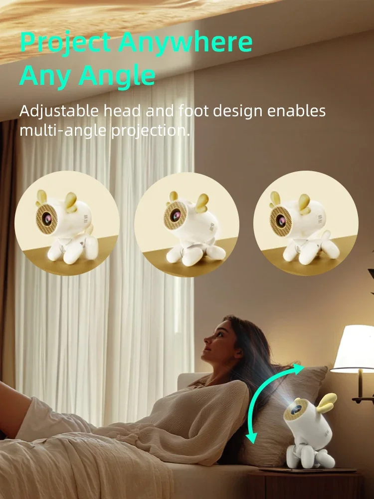 جهاز عرض صغير لطيف تزلف 720P أصلي | مكبر صوت ستيريو 3 واط | إسقاط متعدد الزوايا | مسرح منزلي محمول، متوافق مع Netflix #4