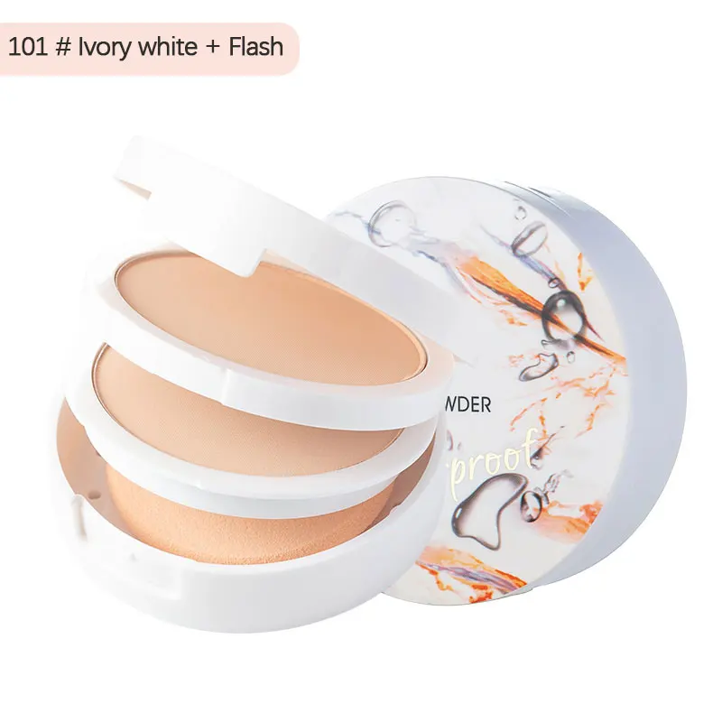 Double-layer Powder Cake Face Foundation Brightening Pearl Powder Setting Powder Silky Natural Lasting Makeup Cosmetics TSLM1