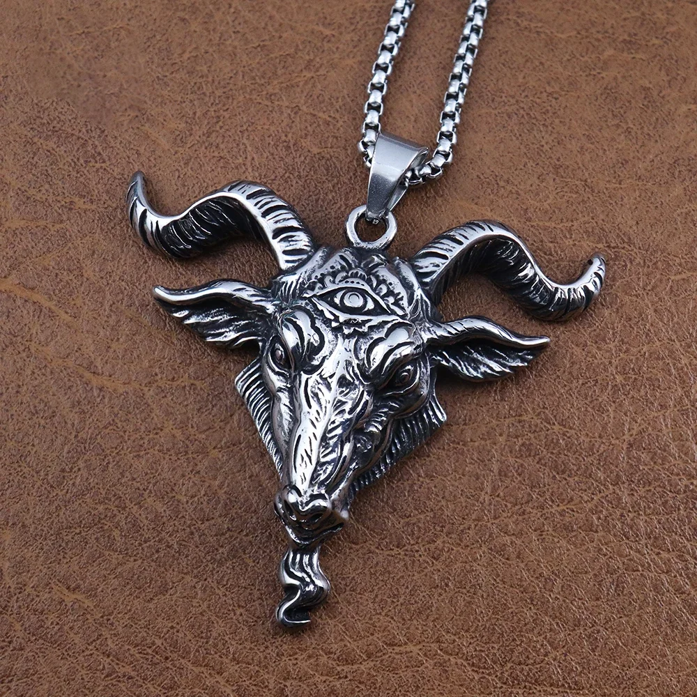 Gothic Lucifer Goat Men's Pendant Chain Popular Charm Stainless