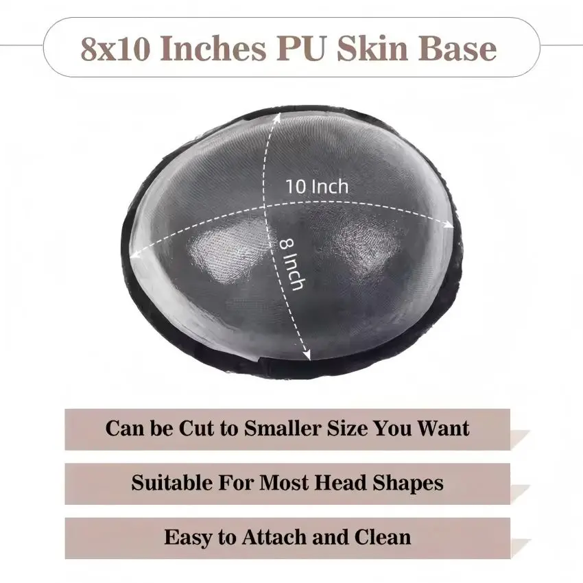 شعر مستعار للرجال ذو جلد رقيق طبيعي 1B # باروكة شعر بشري 8 × 10 مع خط شعر طبيعي لأنظمة الاستبدال