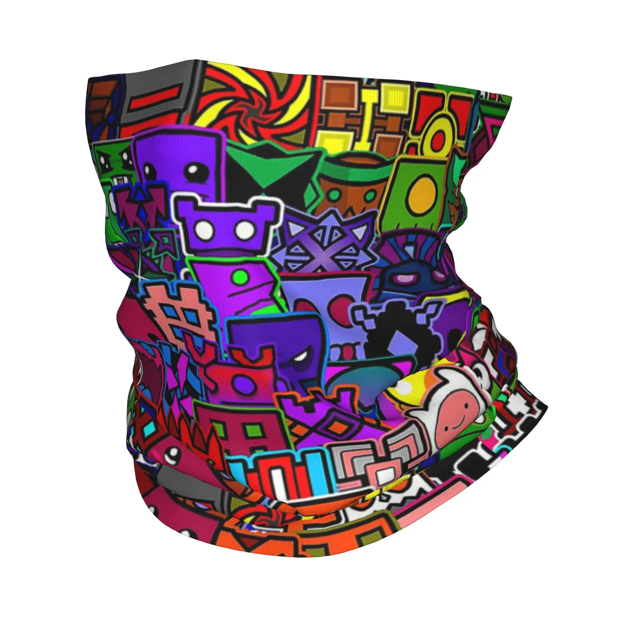 Videogame Geometry Dash Bandana Halsbeenkap Gedrukt Masker Sjaal Warme Fietssjaal Wandelen Vissen Unisex Volwassen Winddicht