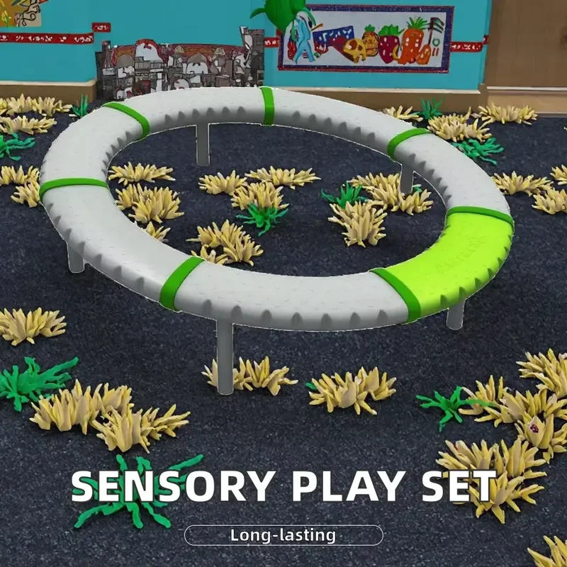 Kids Sensory Balance Beam Set Plastic Bridge Tactile Path Plates Indoor Outdoor Motor Skills Training Equipment for Family
